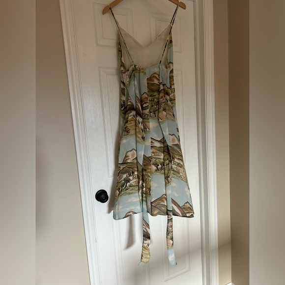 Reformation Dietrich Dress Size 2 Landscape Print Mountains Slip Backless - Picture 7 of 13